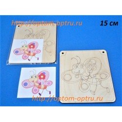 Заготовка из фанеры 3 мм " Раскраска Бабочка № 3, 15 см." ( 1 шт. )