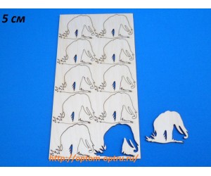Заготовка из фанеры 3 мм набор "Слон" 5 см. Кол-во 1 набор
