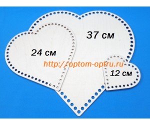 Набор донышки для корзин из фанеры 3 мм "сердца". ( 1 набор )